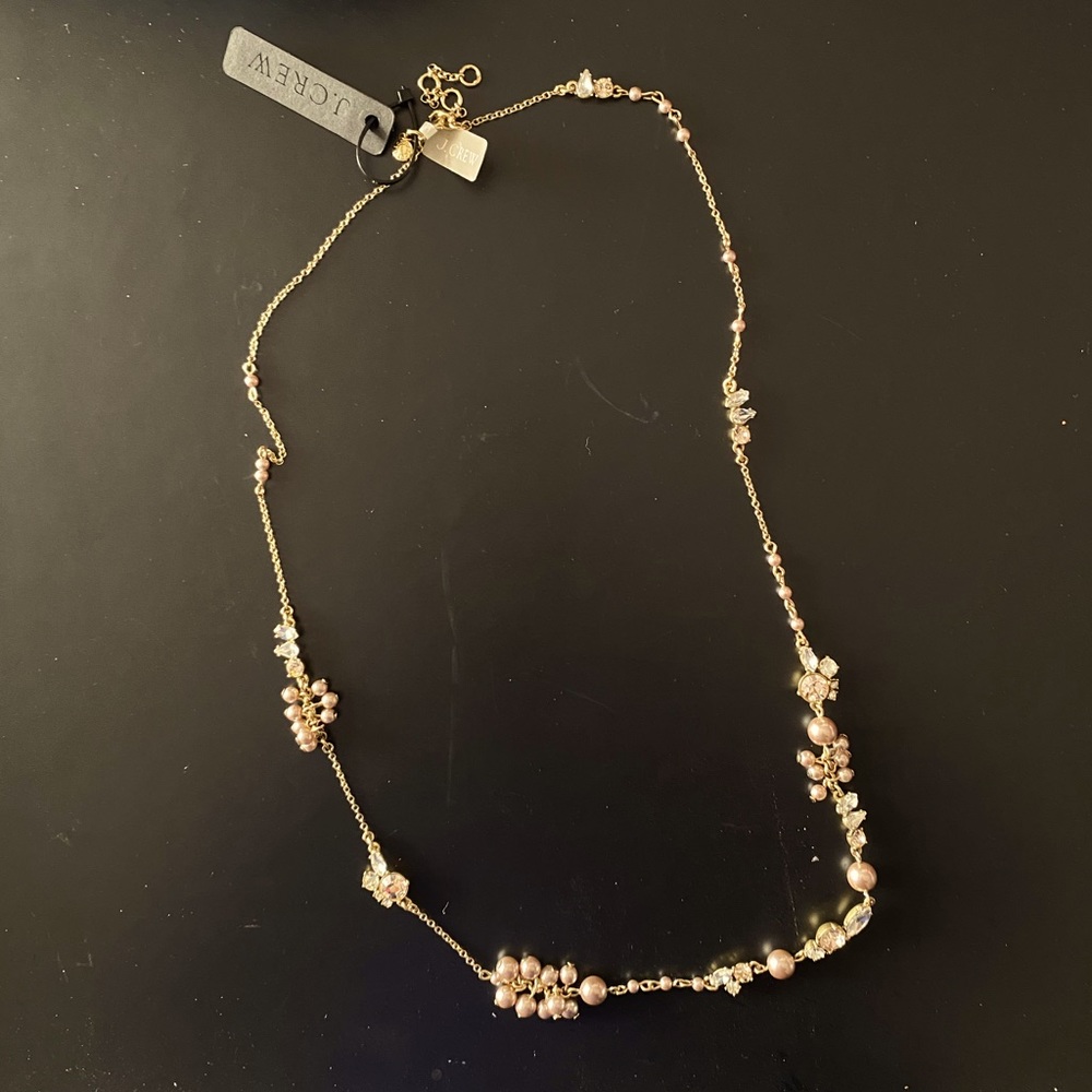 J. Crew crystal and rose gold beaded chain necklace